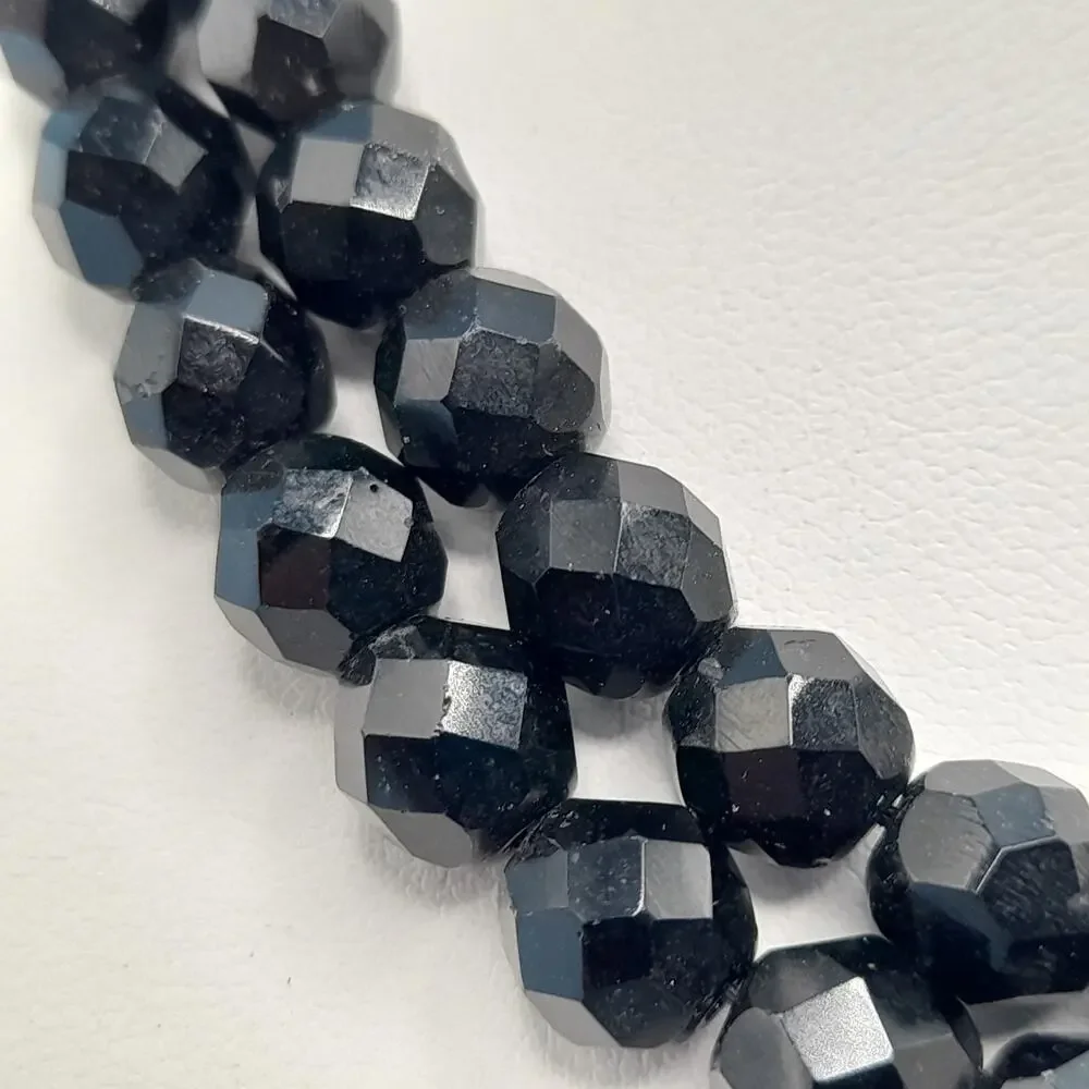 Vintage Black Crystal Double Strand Necklace 16